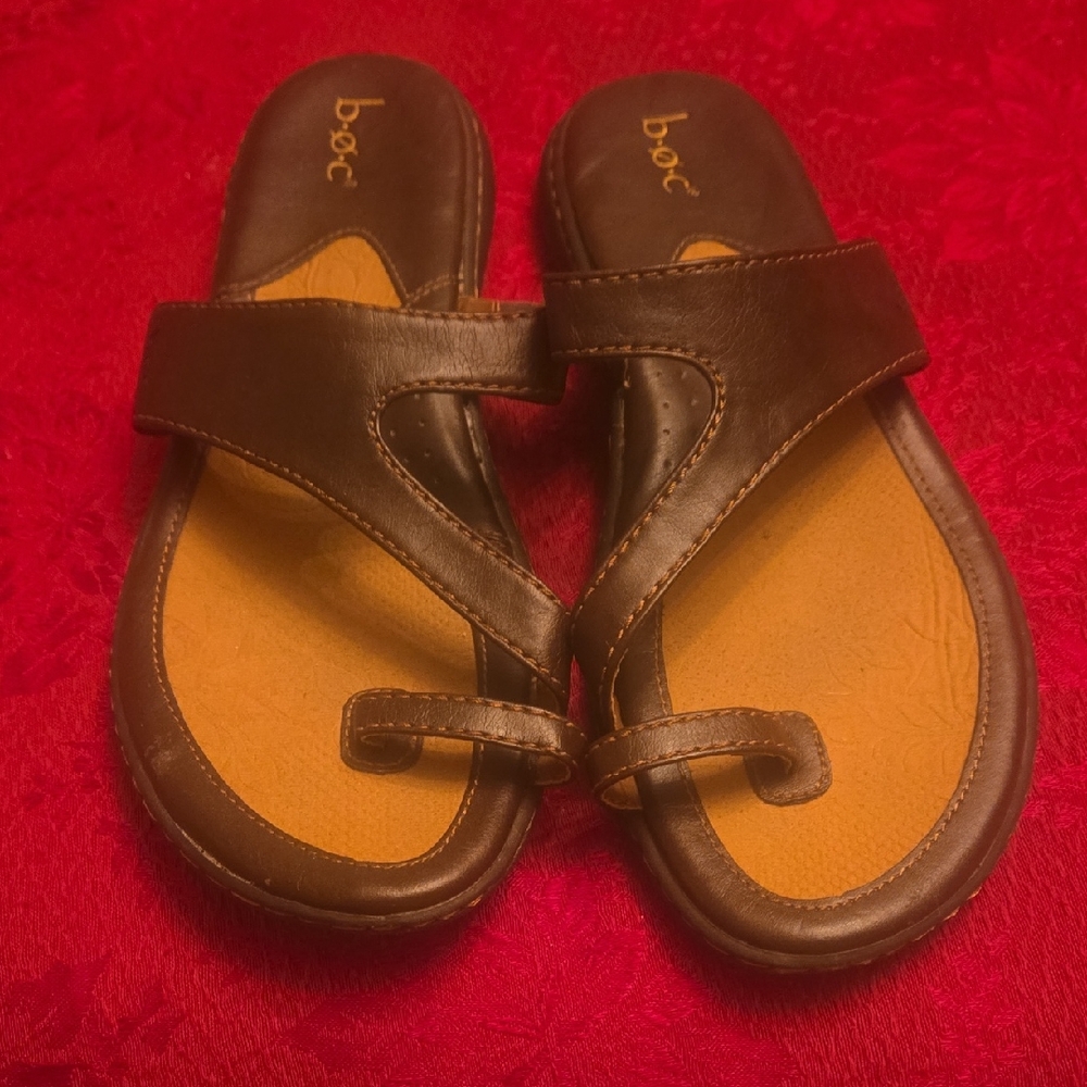 BOC Tan and Brown Flip Flops